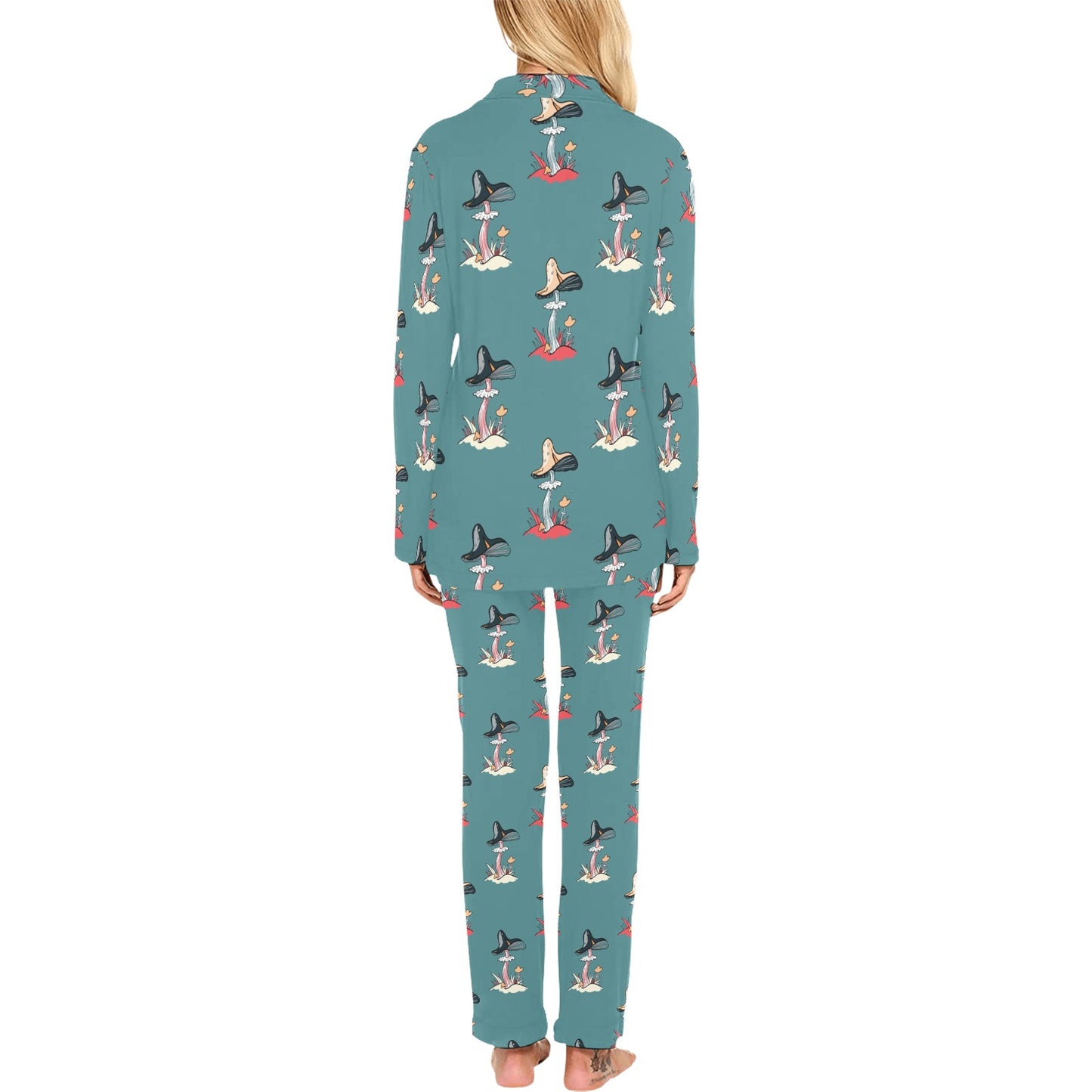 Mushroom Pattern Print Design A04 Women's Long Pajama Set