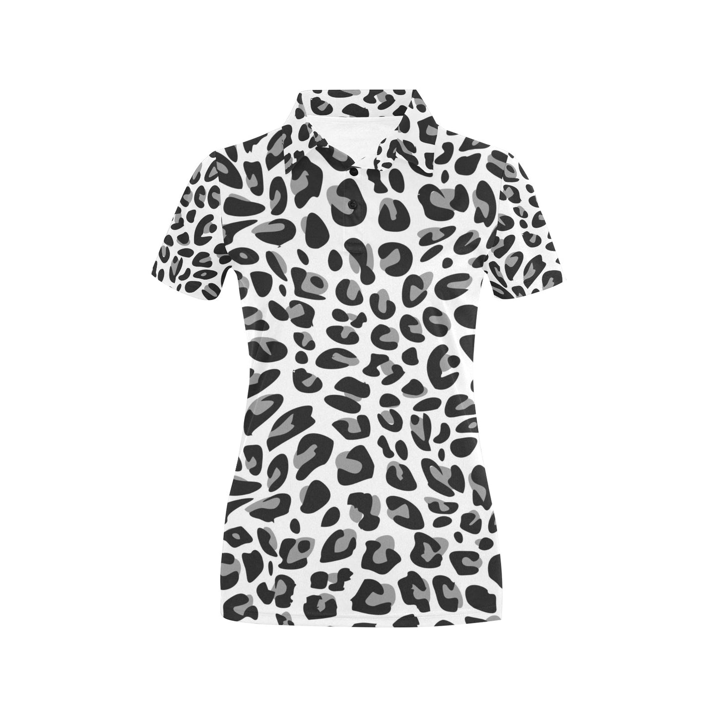 Snow Leopard Skin Print Women's Polo Shirt