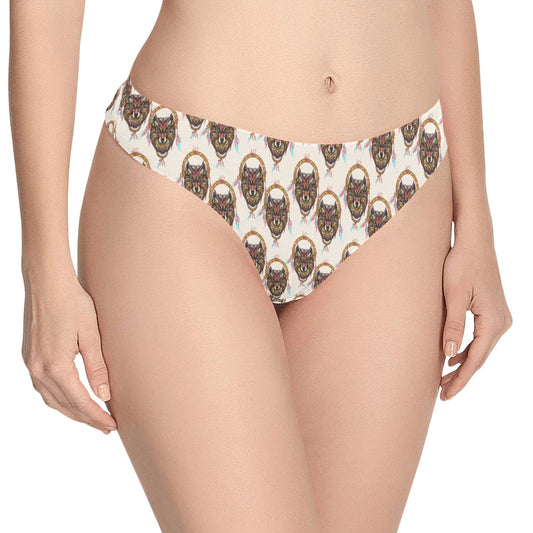 Wolf Tribal Dream Catcher Design Print Women's Thongs
