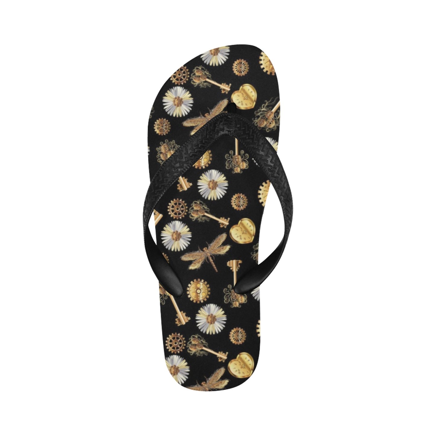 Steampunk Key Dragonfly Print Design LKS303 Flip Flops