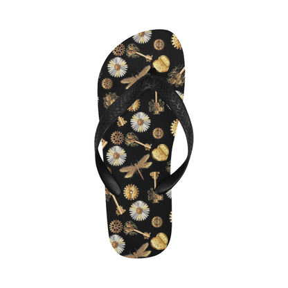 Steampunk Key Dragonfly Print Design LKS303 Flip Flops