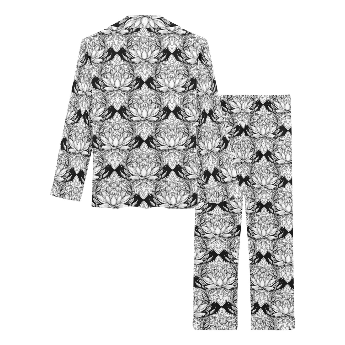 Lotus Mandala Print Pattern Women's Long Pajama Set