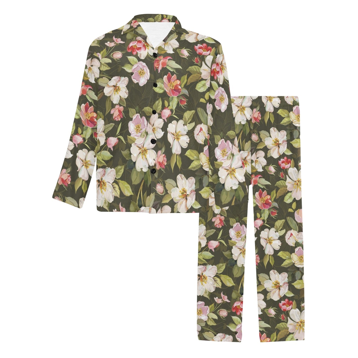 Apple blossom Pattern Print Design AB01 Men's Long Pajama Set