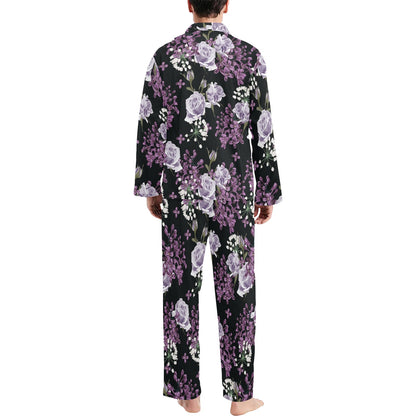 Lilac Pattern Print Design LI04 Men's Long Pajama Set