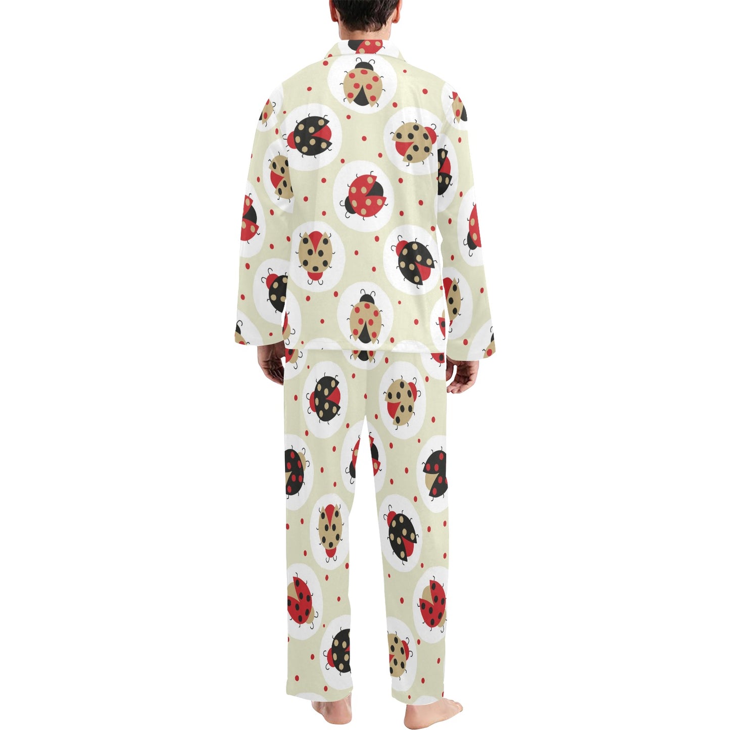 Ladybug Pattern Print Design 03 Men's Long Pajama Set