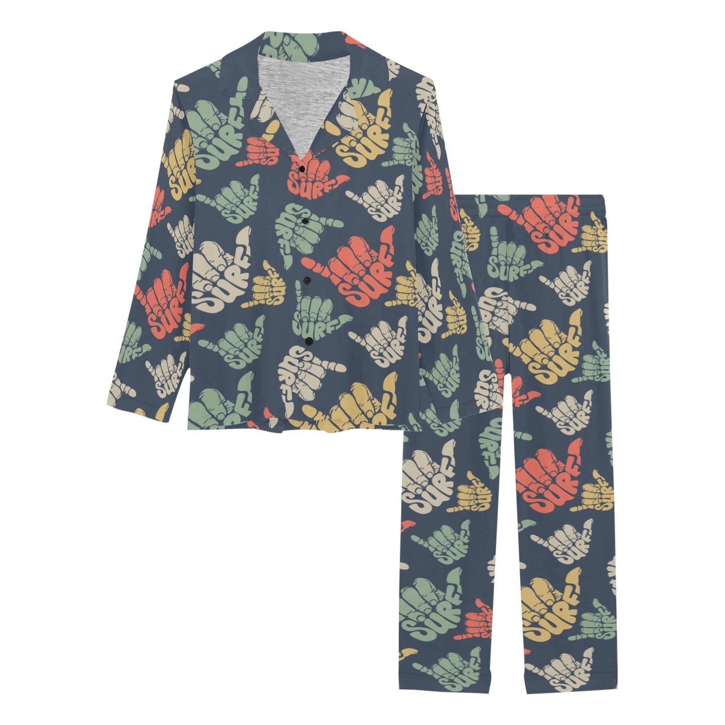 Surf Hand sign Women's Long Pajama Set