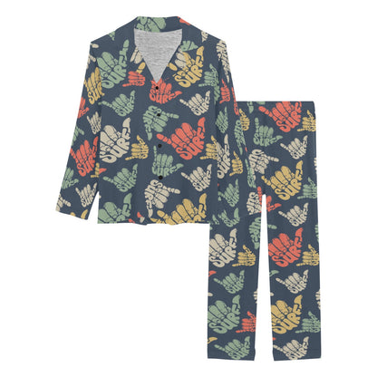 Surf Hand sign Women's Long Pajama Set
