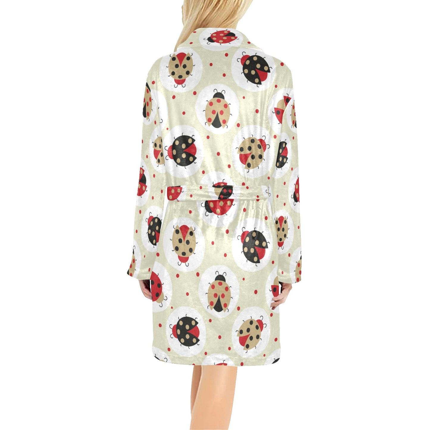 Ladybug Pattern Print Design 03 Women's Fleece Robe