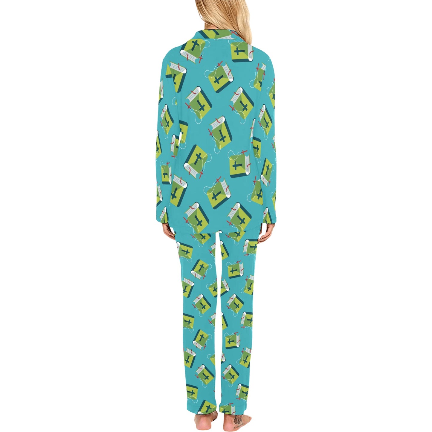 Bible Pattern Print Design 01 Women's Long Pajama Set