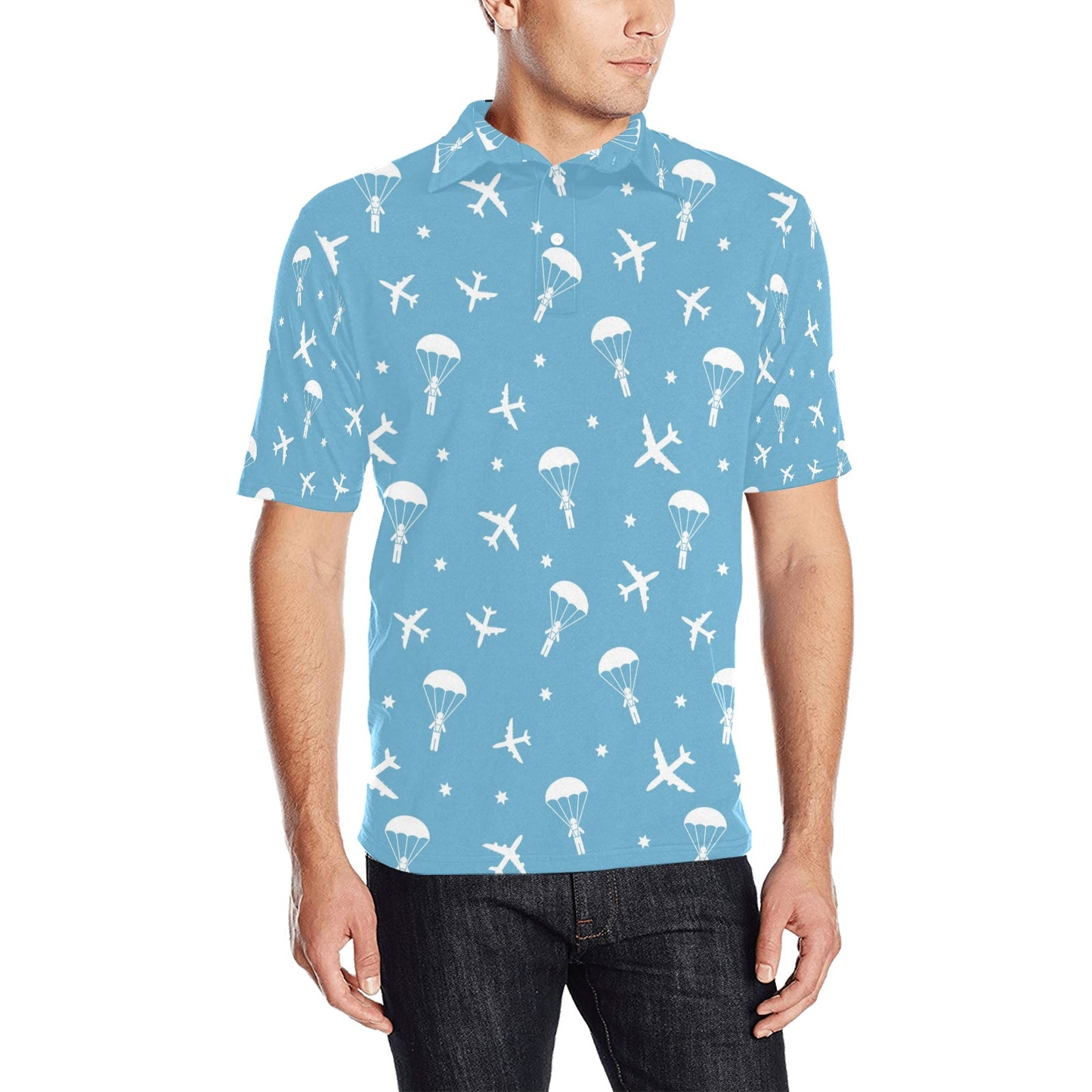 Skydiver Print Design LKS303 Men Polo Shirt