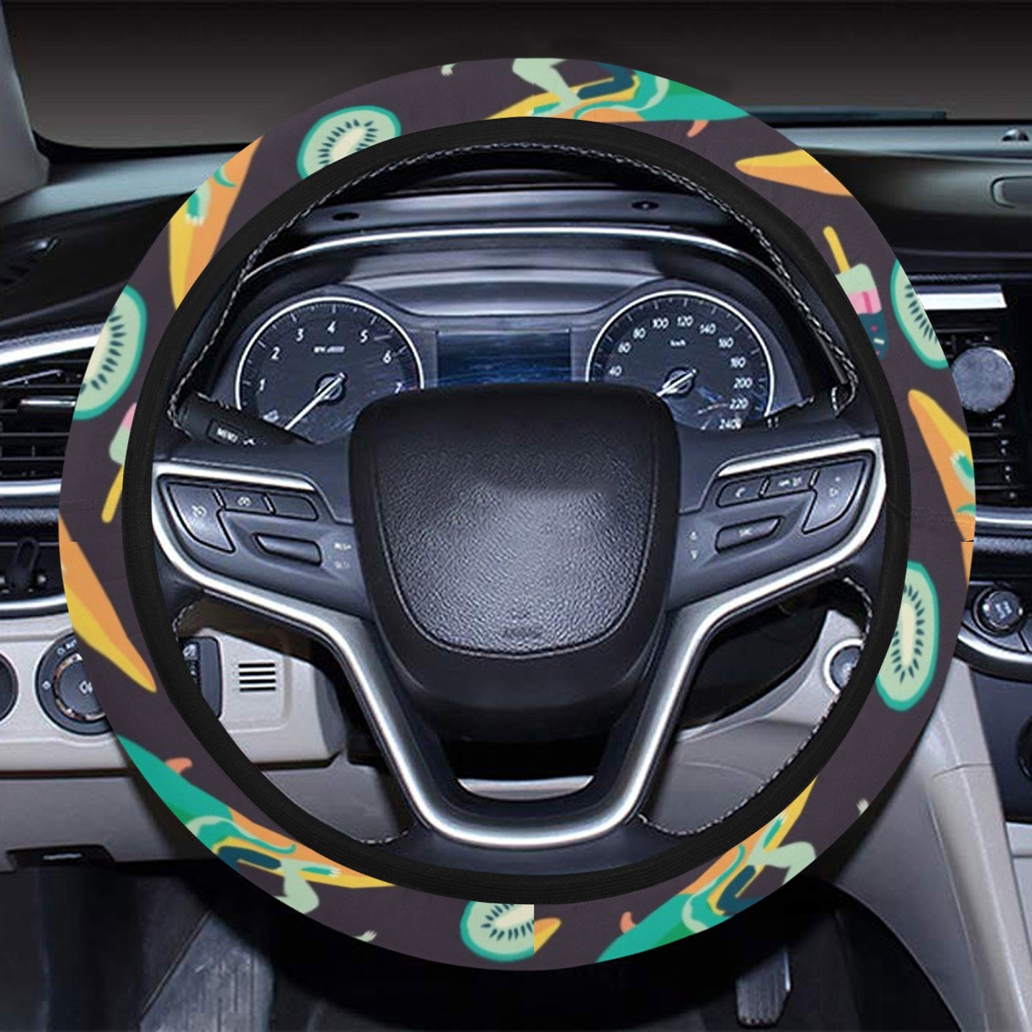 Surfboard T Rex Print Design LKS301 Steering Wheel Cover with Elastic Edge