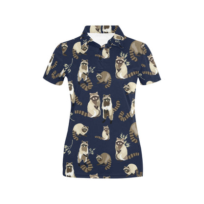 Raccoon Pattern Print Design A06 Women's Polo Shirt