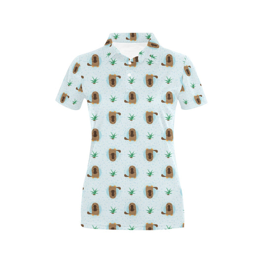 Platypus Pattern Print Design A04 Women's Polo Shirt