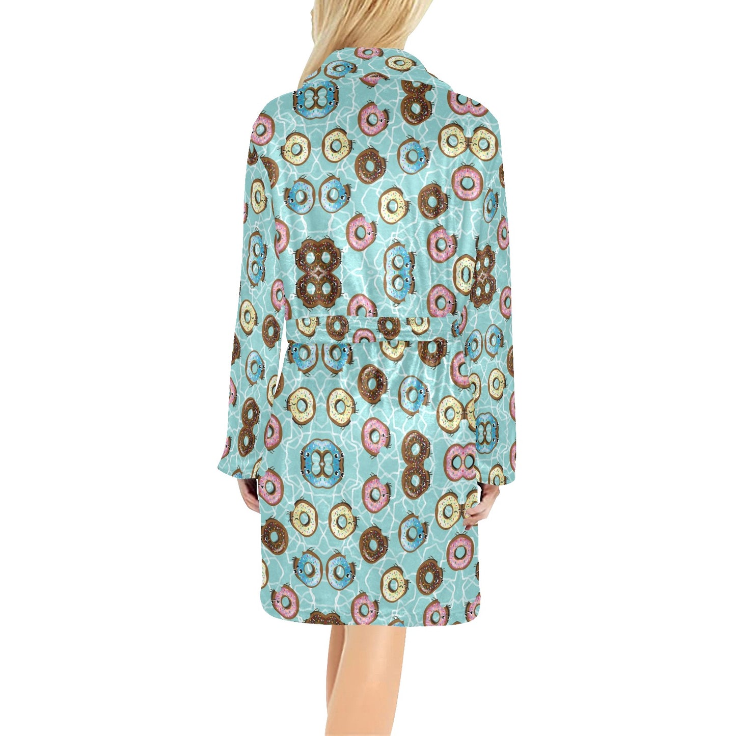 Emoji Donut Print Pattern Women's Fleece Robe