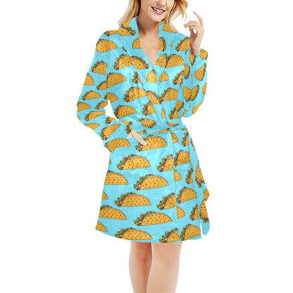 Taco Pattern Print Design TC03 Women's Fleece Robe