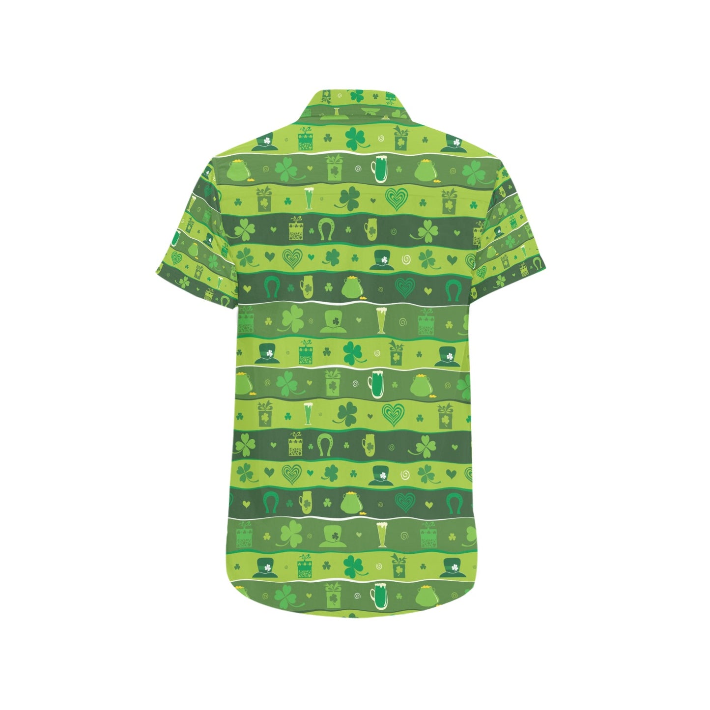 Shamrock Print Design LKS303 Men Short Sleeve Button Up Shirt
