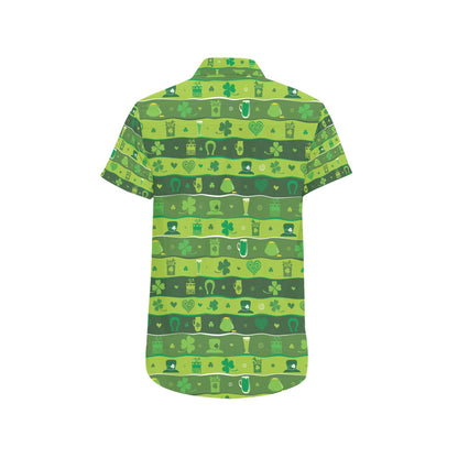 Shamrock Print Design LKS303 Men Short Sleeve Button Up Shirt