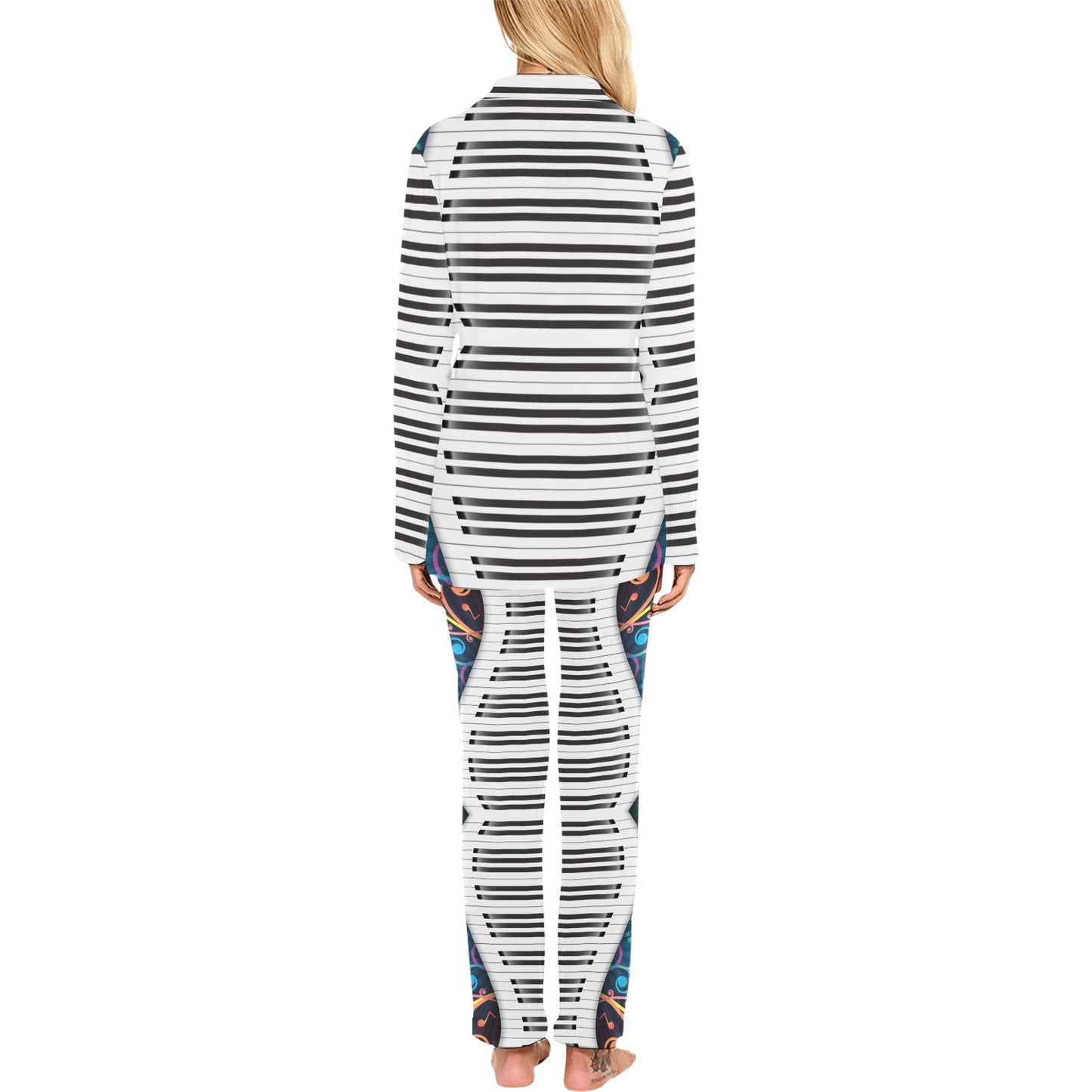 Piano Pattern Print Design 01 Women's Long Pajama Set