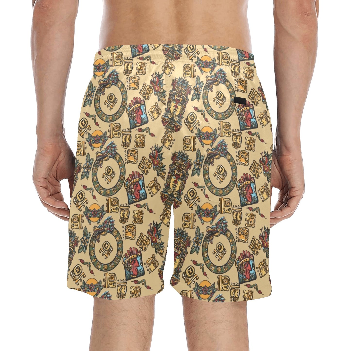 Totem Print Design LKS305 Men's Swim Trunks Beach Shorts