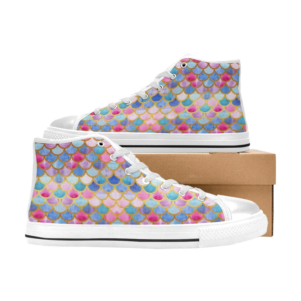 Scales Print Design LKS401 Men's High Top Canvas Shoes