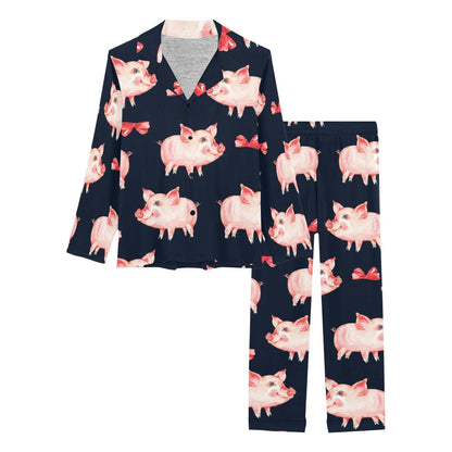 Pig Cute Pattern Print Design 02 Women's Long Pajama Set