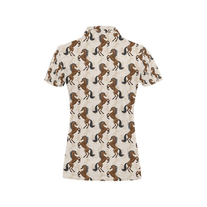 Horse Print Design LKS308 Women's Polo Shirt