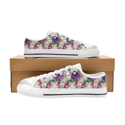 Sheep Print Design LKS403 Women's White Low Top Shoes