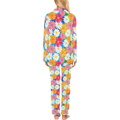 Daisy Pattern Print Design DS05 Women's Long Pajama Set