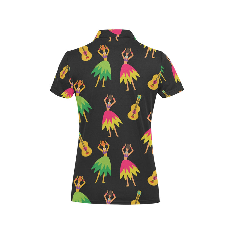 Hula Dancers Hawaiian Girl Pattern Print Design 03 Women's Polo Shirt