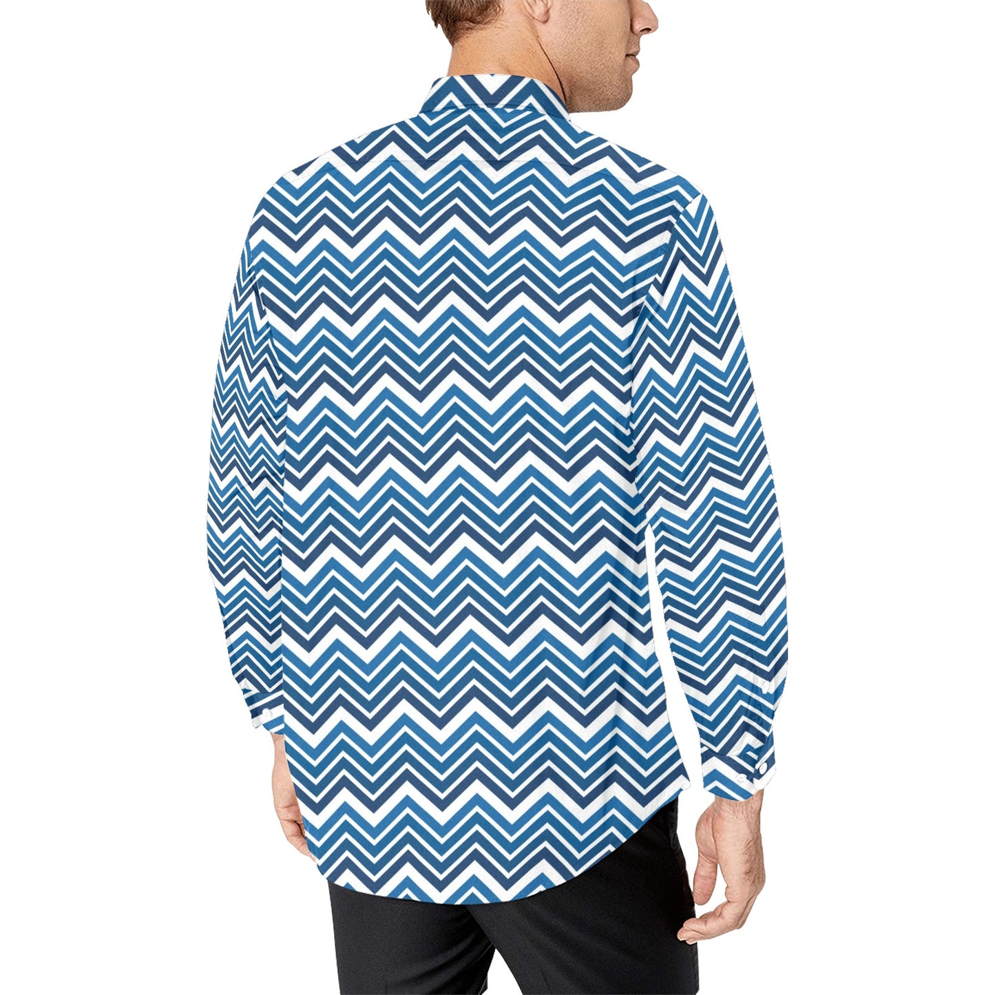 Chevron Print Design LKS403 Men's Long Sleeve Dress Shirt