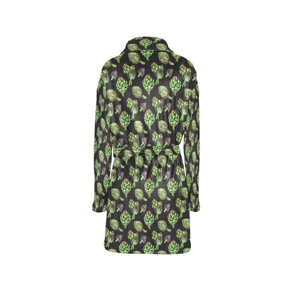 Artichoke Pattern Print Design 02 Women's Fleece Robe