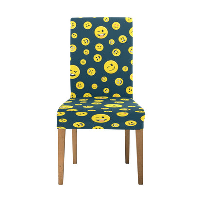 Smiley Face Emoji Print Design LKS301 Dining Chair Slipcover
