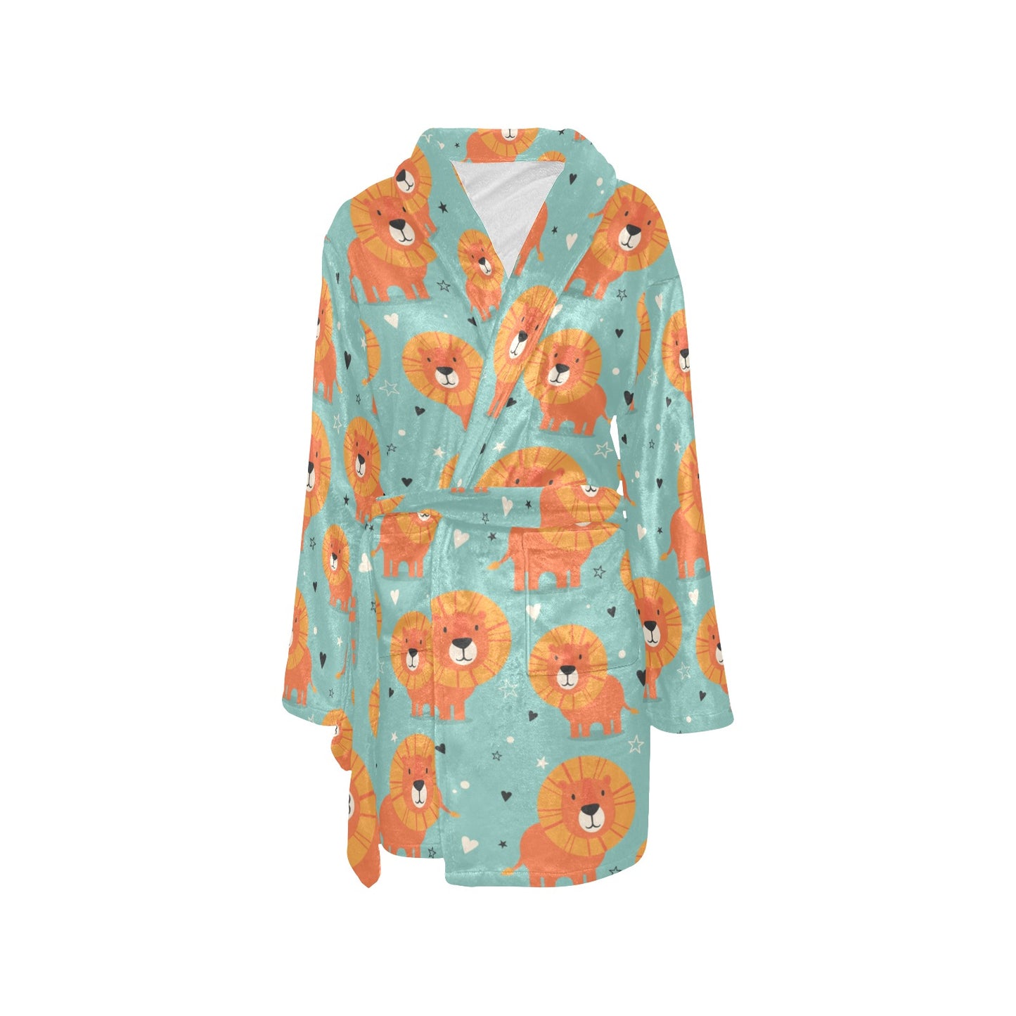 Lion Baby Pattern Print Design 03 Women's Fleece Robe