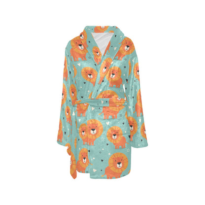 Lion Baby Pattern Print Design 03 Women's Fleece Robe