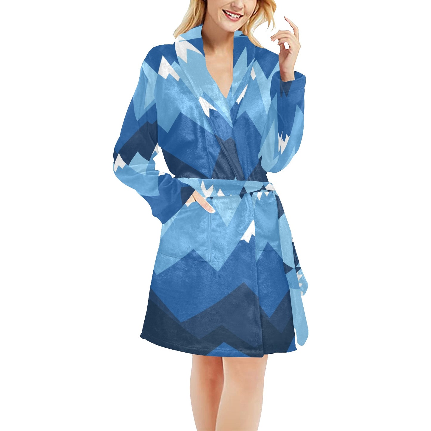 Mountain Pattern Print Design 04 Women's Fleece Robe