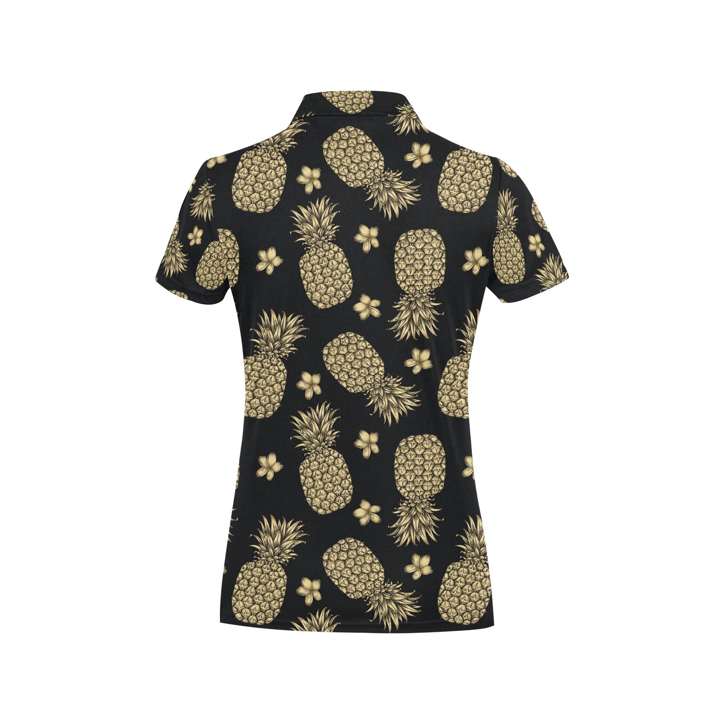 Gold Pineapple Hibiscus Women's Polo Shirt