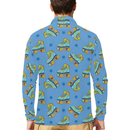 Roller skate Pattern Print Design A04 Long Sleeve Polo Shirt For Men's