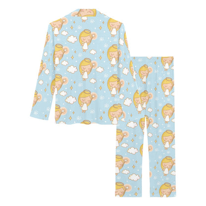 Angel Pattern Print Design 05 Women's Long Pajama Set