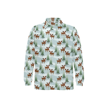 Moose Print Design LKS402 Long Sleeve Polo Shirt For Men's