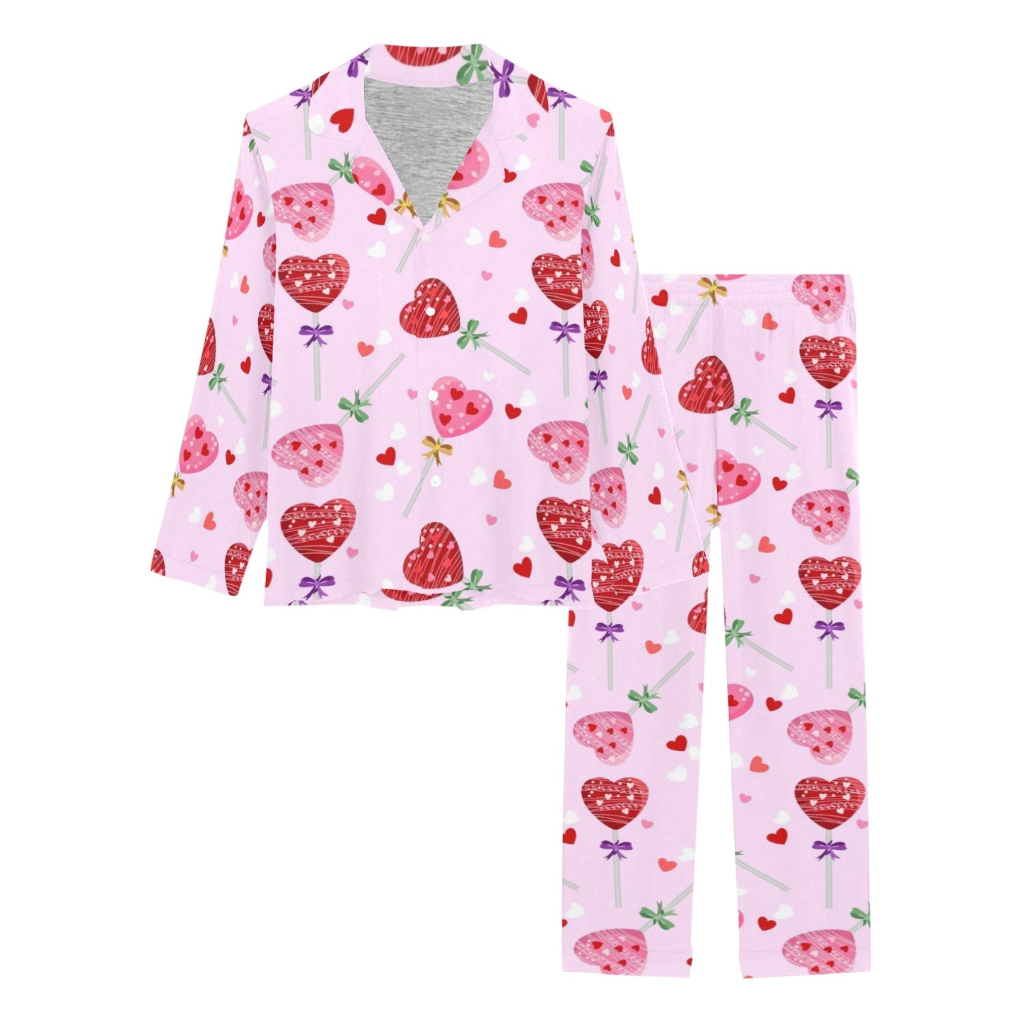 Lollipop Pattern Print Design LL07 Women's Long Pajama Set