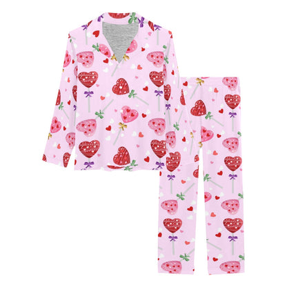 Lollipop Pattern Print Design LL07 Women's Long Pajama Set