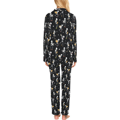 Skeleton Dance Print Women's Long Pajama Set