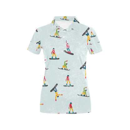 Snowboard Print Design LKS304 Women's Polo Shirt