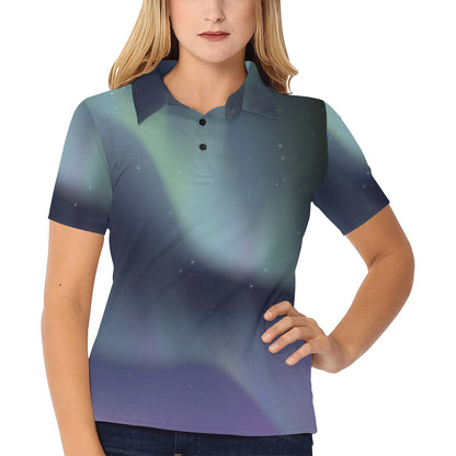 Aurora Borealis Pattern Print Design 01 Women's Polo Shirt