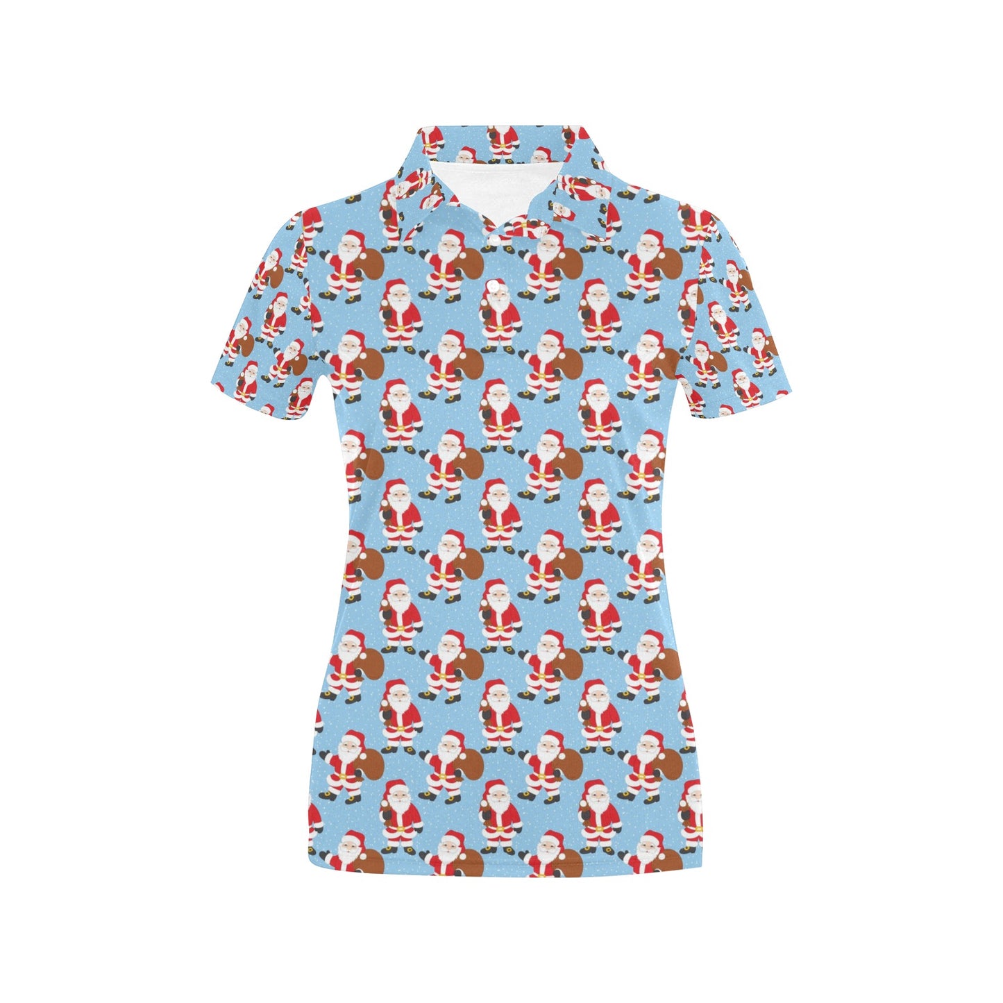 Santa Christmas Themed Print Design LKS305 Women's Polo Shirt
