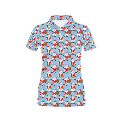 Santa Christmas Themed Print Design LKS305 Women's Polo Shirt
