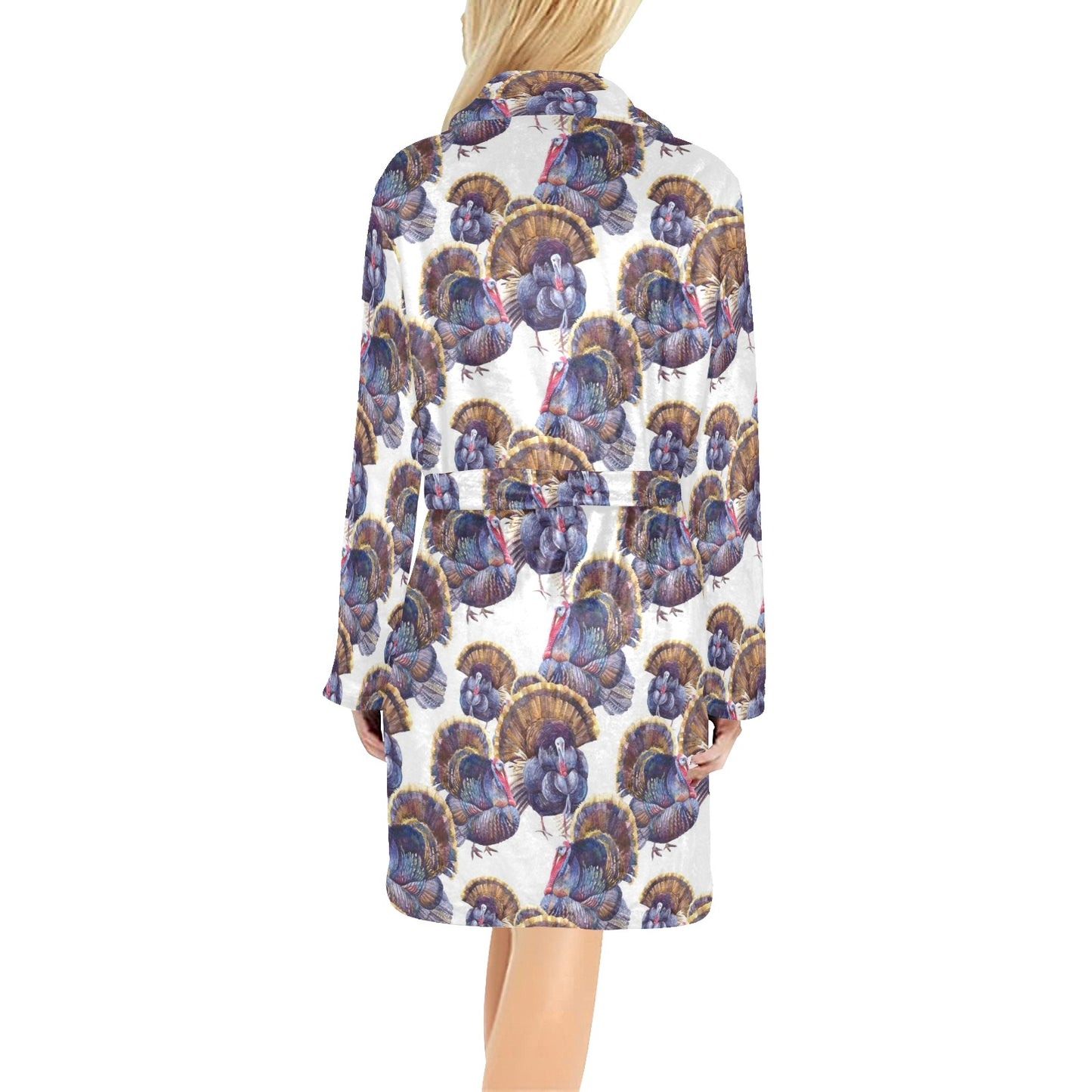 Turkey Pattern Print Design 01 Women's Fleece Robe