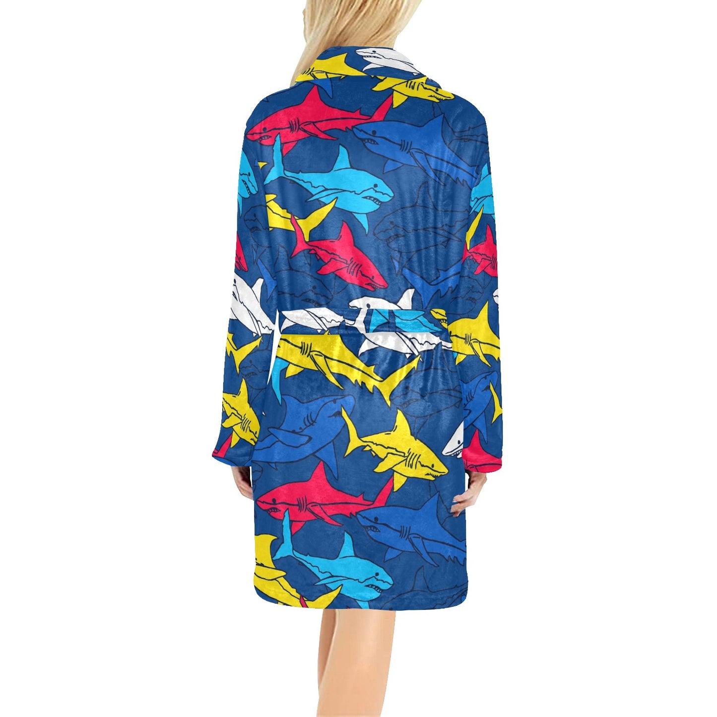 Shark Color Pattern Women's Fleece Robe