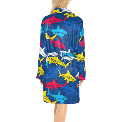 Shark Color Pattern Women's Fleece Robe