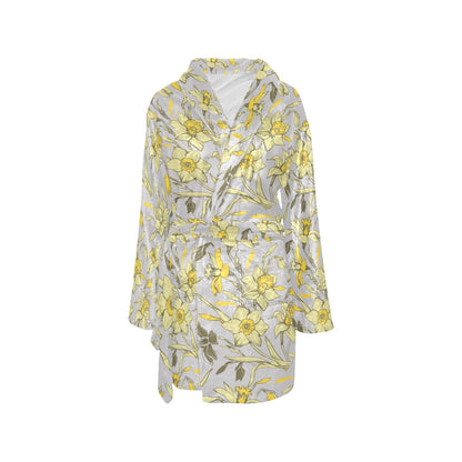 Daffodils Pattern Print Design DF05 Women's Fleece Robe